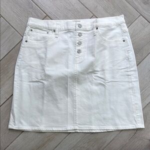 J. Crew White Button-Front Mini Skirt